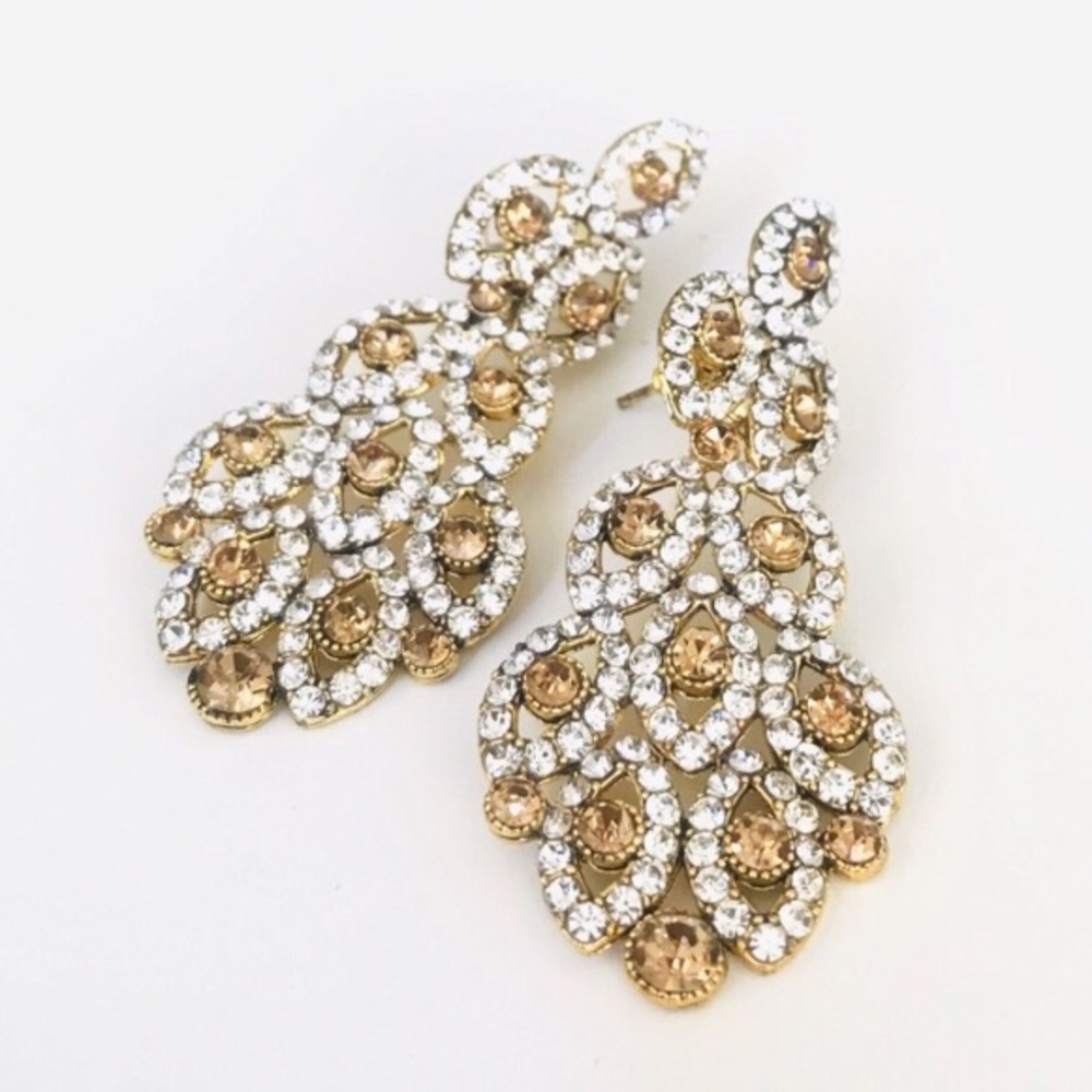 Classy silver & rose gold dangling earrings